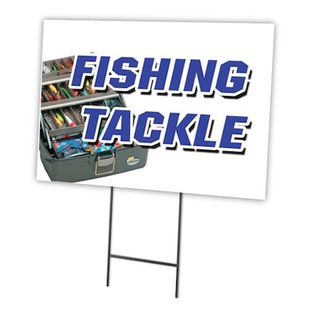 Signmission Fishing Tackle Yard Sign & Stake outdoor plastic coroplast window, C-1216-DS-Fishing Tackle C-1216-DS-Fishing Tackle